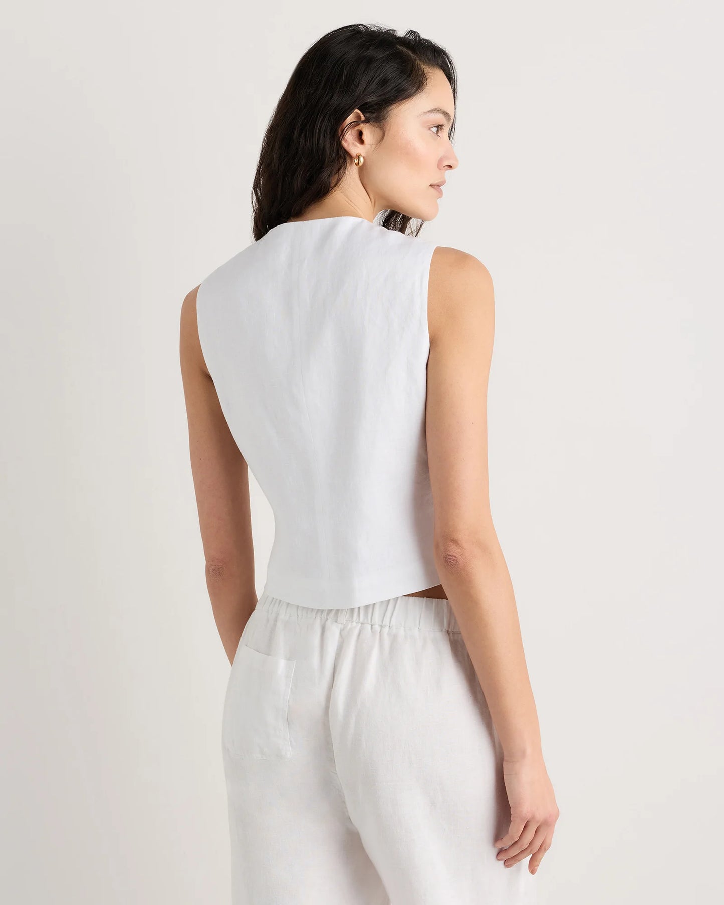 100% European Linen Vest - XS / Blue Pinstripe