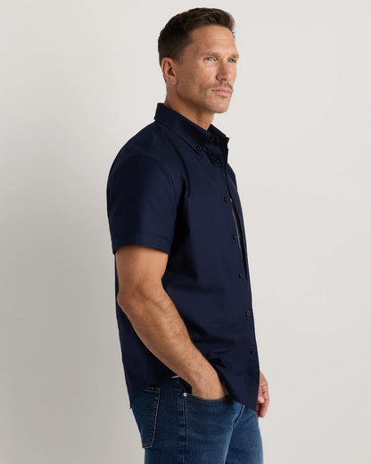 100% Organic Cotton Short Sleeve Oxford Shirt - S / Dark Coal