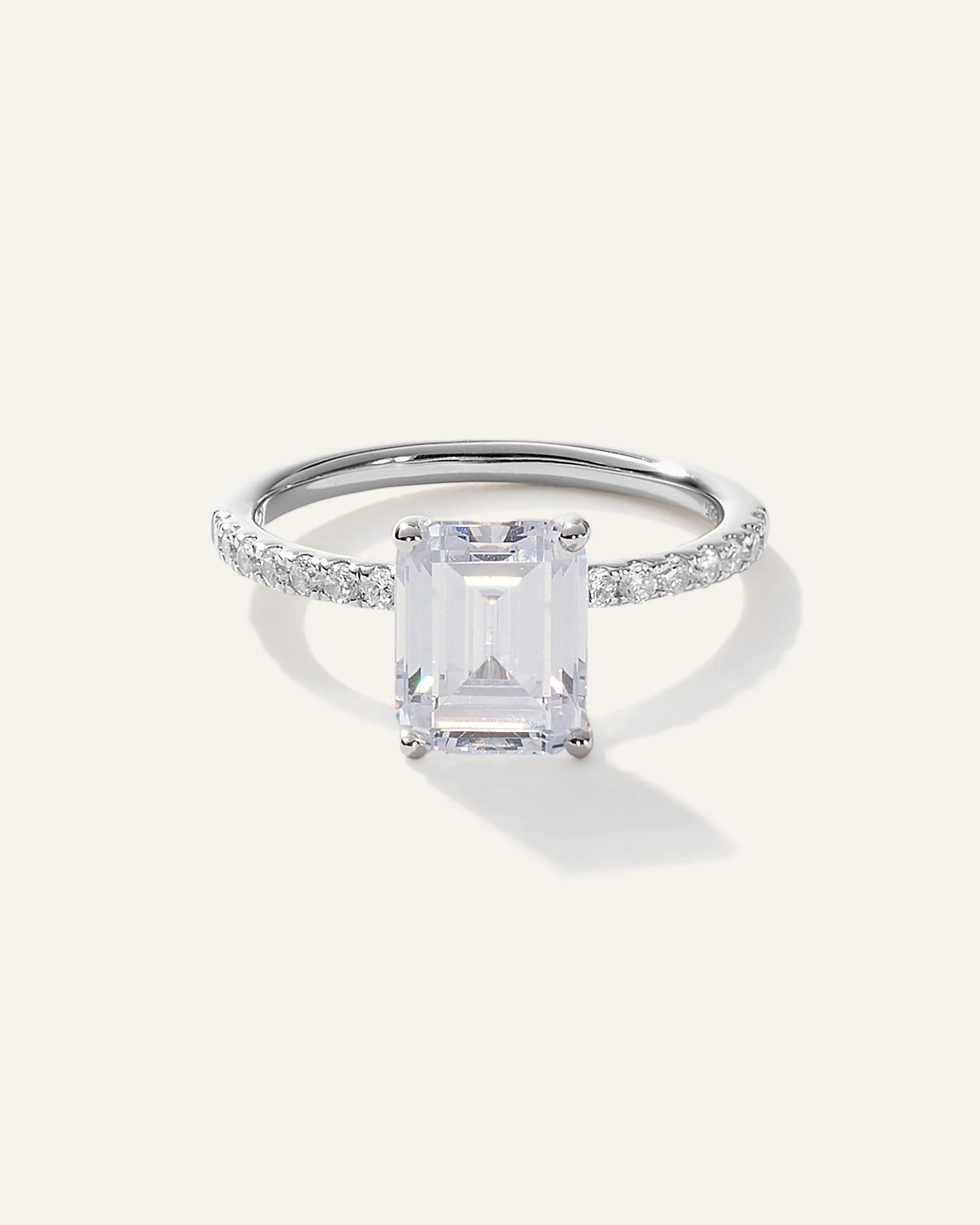 Lab Grown Diamond Emerald Petite Pave Engagement Ring - 3ct - 4 / Yellow Gold