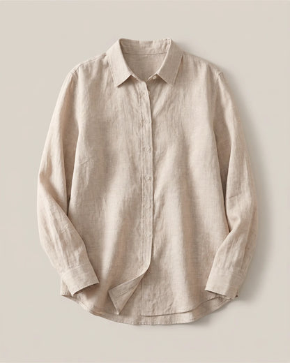 100% European Linen Long Sleeve Shirt - XS / Blue Pinstripe