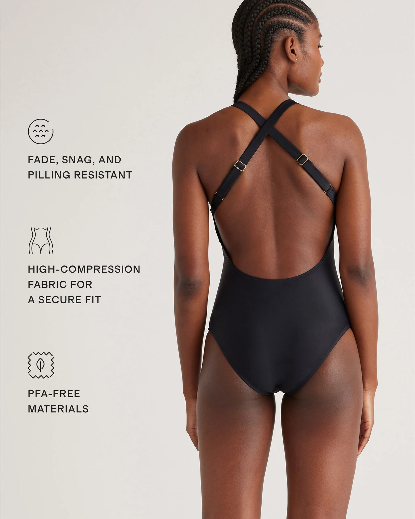 Italian Cross-Back One-Piece Swimsuit - XS / Black
