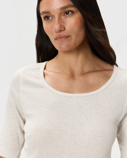 Organic Cotton Micro-Rib Elbow Sleeve Tee - XS / Moonstone Blue