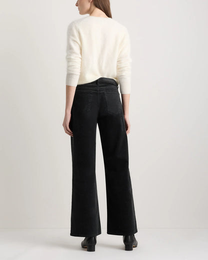 Organic Stretch Corduroy Wide Leg Pants - 0 / Black
