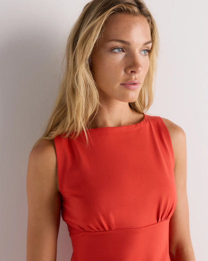 Organic Stretch Jersey Drop Waist Mini Dress - XS / Espresso