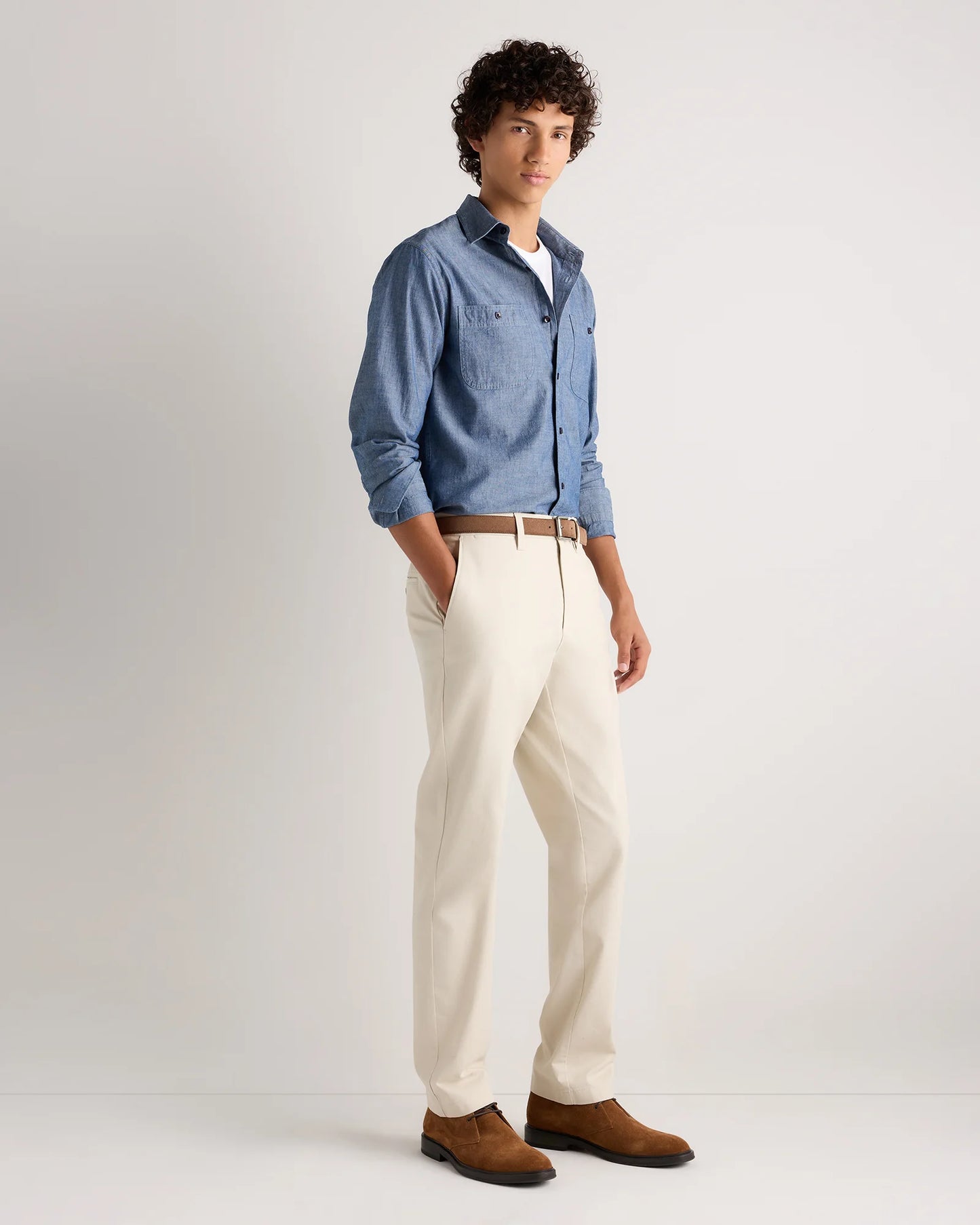 Organic Cotton Stretch Chino Pants - Straight - 30X30 / Stone