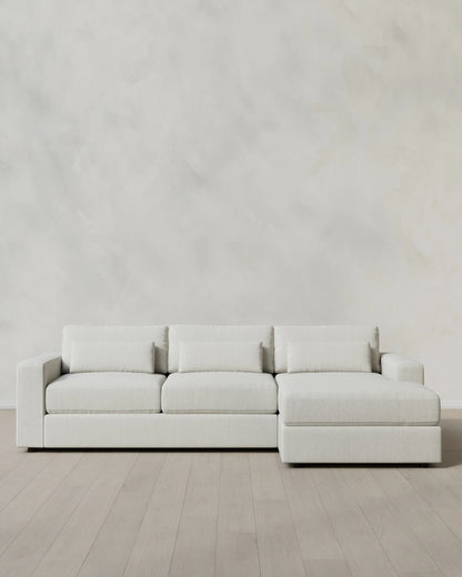 Ashford Deep Seat Chaise Sectional in Performance Chenille Linen Blend - 119" Right Arm / Ink