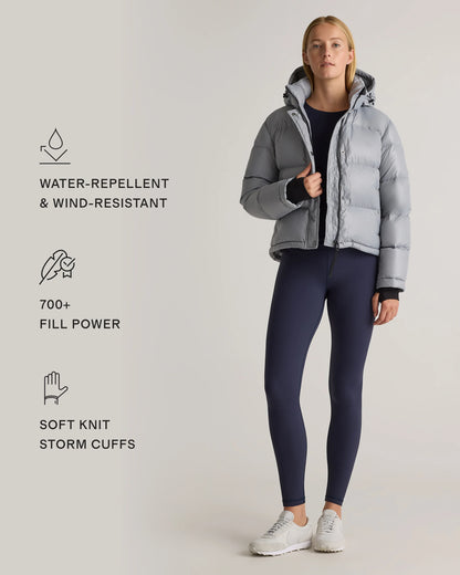 Responsible Down Cropped Puffer Jacket - XS / Shiny Black