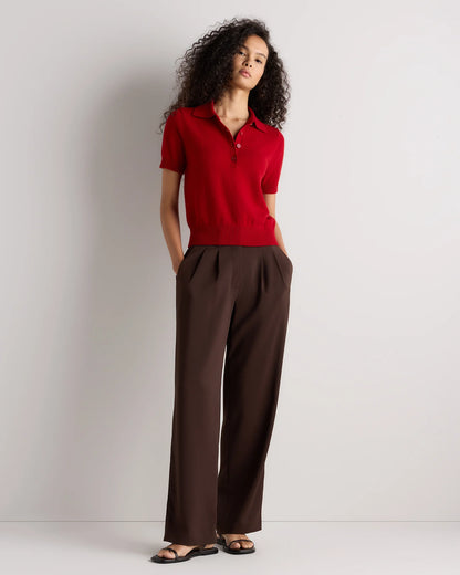 Mongolian Cashmere Short Sleeve Polo - XS / Oatmeal