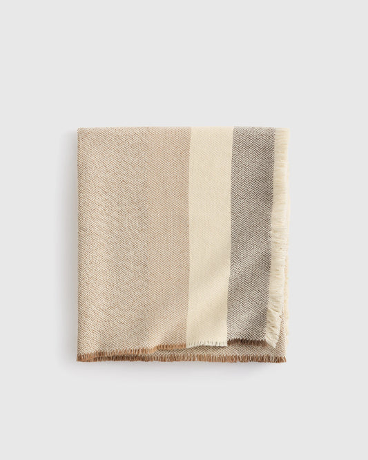 Wool Alpaca Stripe Throw - 50x70 / Latte