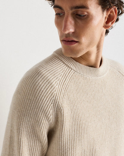 100% Organic Cotton Ribbed Crewneck Sweater - XS / Bahia Blue