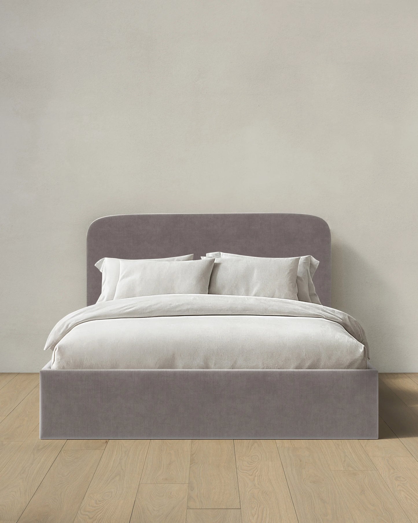 Curved Bed in Performance Velvet - Full / Walnut