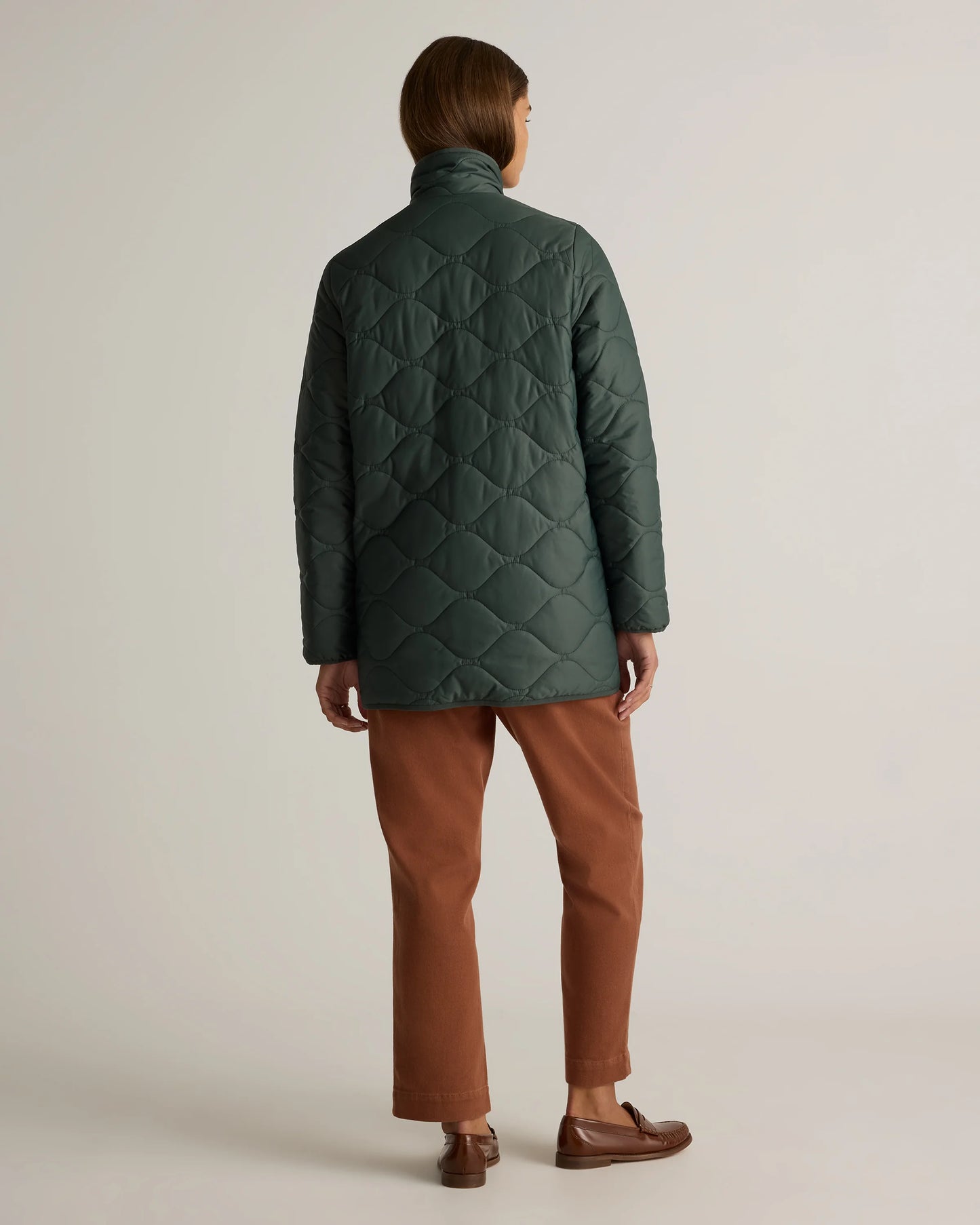 Featherless Quilted Long Puffer Jacket - XS / Silken White