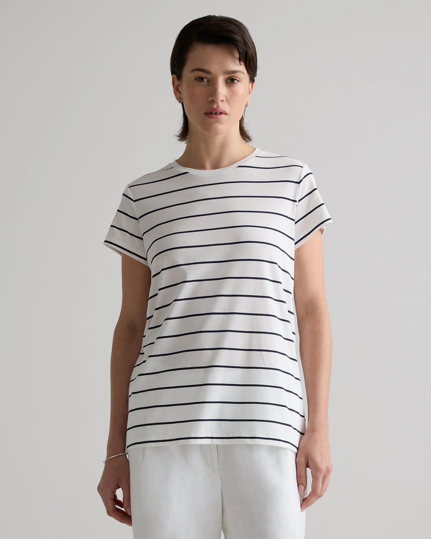 Cotton Modal Crew Neck Swing Tee - XS / White