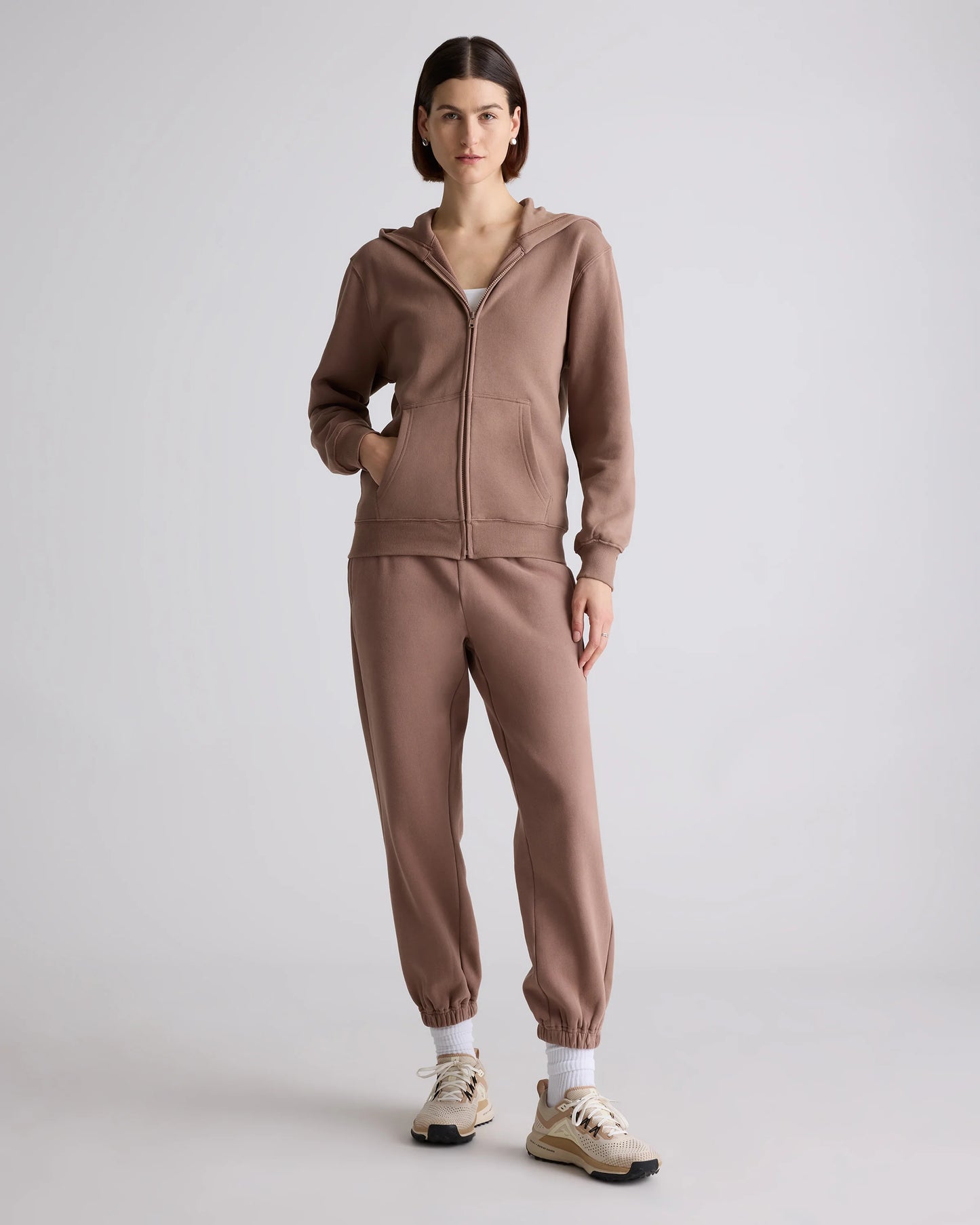 Organic Heavyweight Fleece Full Zip Hoodie - XS / Taupe