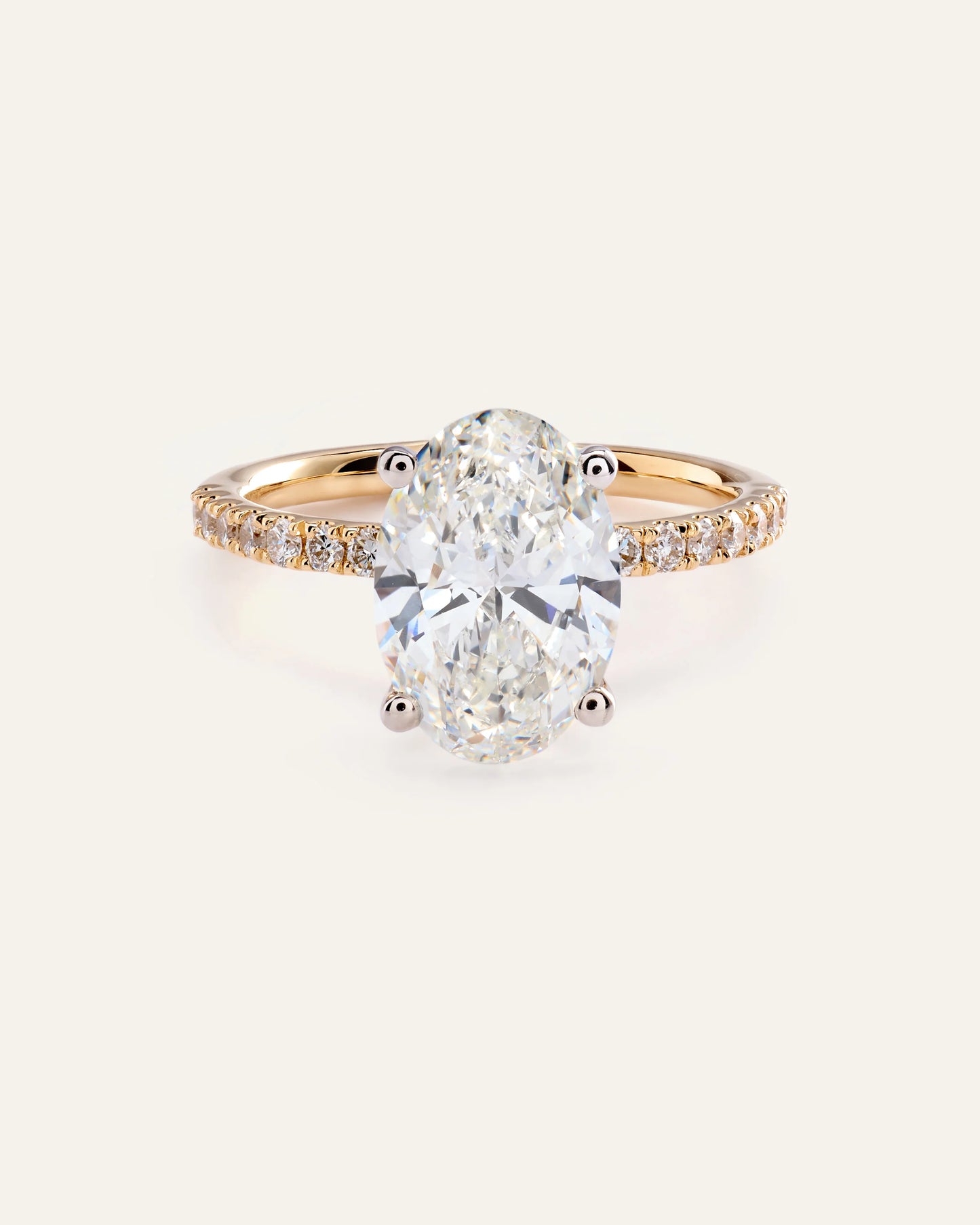 Lab Grown Diamond Oval Petite Pave Engagement Ring - 3ct - 4 / Yellow Gold