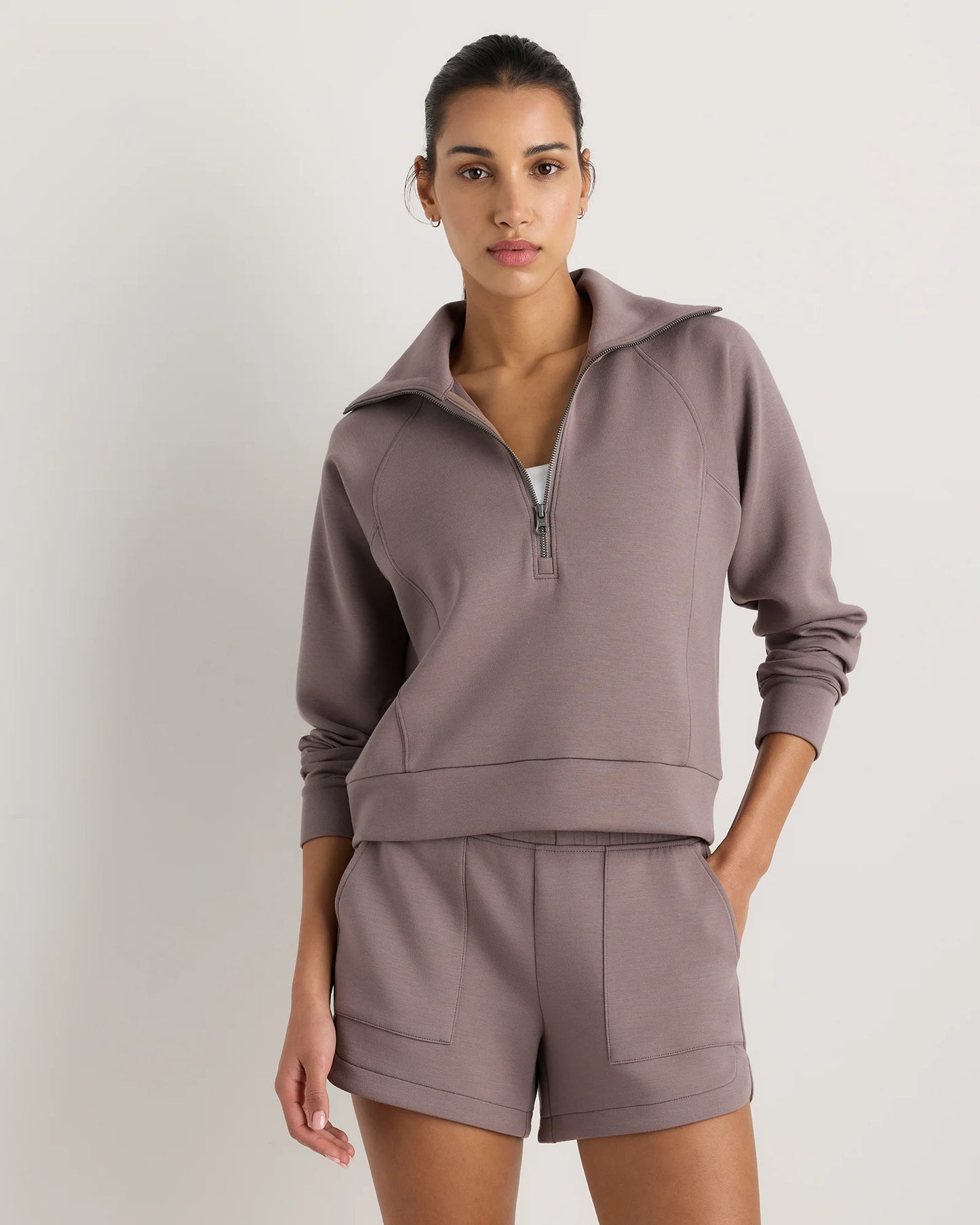 CloudComfort Half Zip Sweatshirt - XS / Pebble Beige