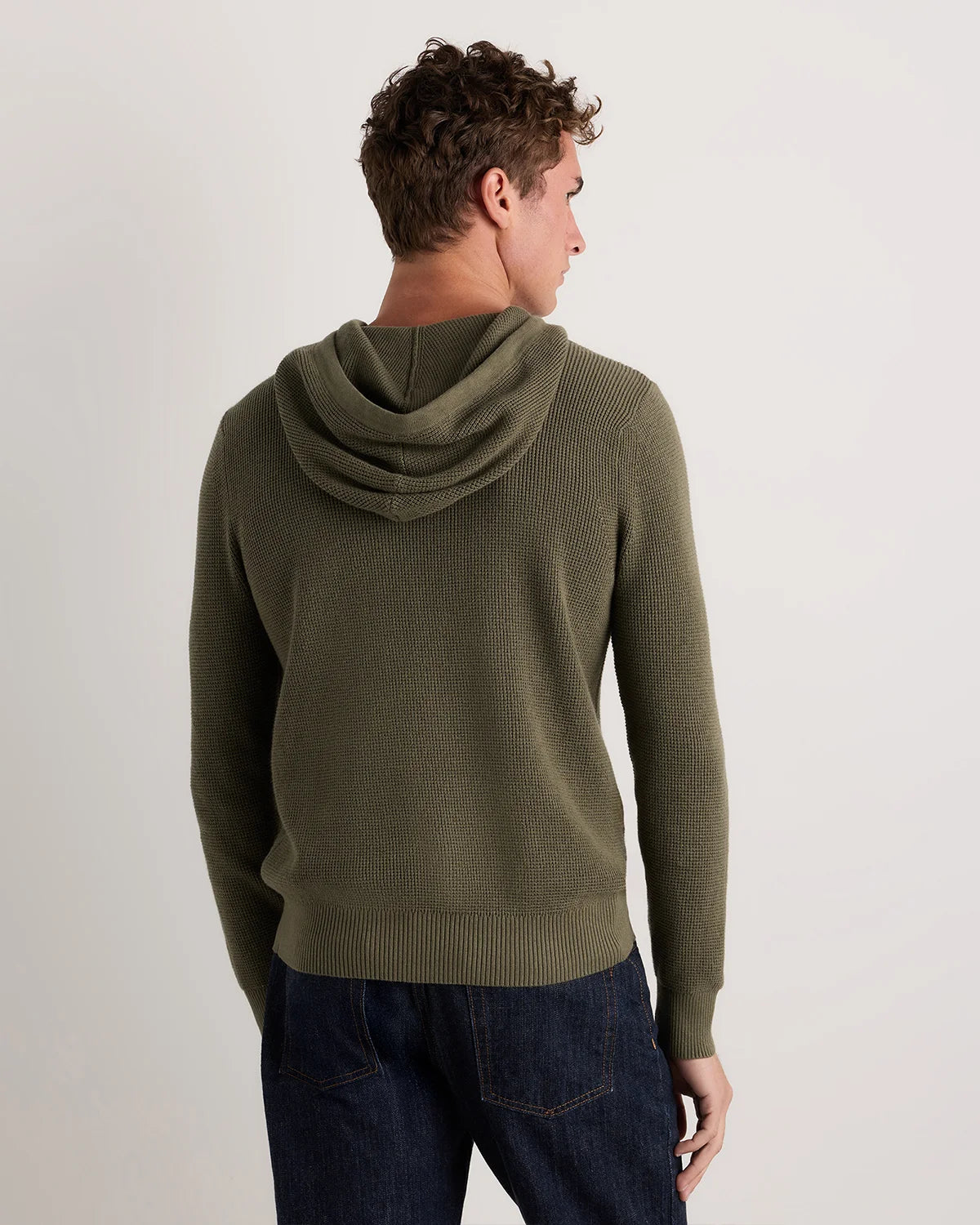 Organic Cotton Cashmere Waffle Hoodie - S / Bayberry Olive