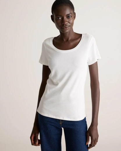 Cotton Modal Scoop Neck Tee - XS / Navy