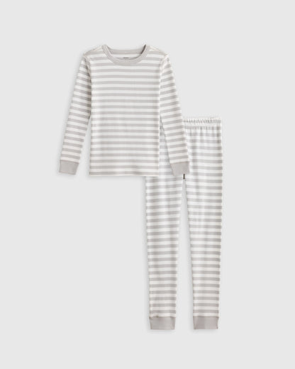 100% Organic Cotton Long Sleeve and Pant Pajama Set - 2T / Navy Stripe