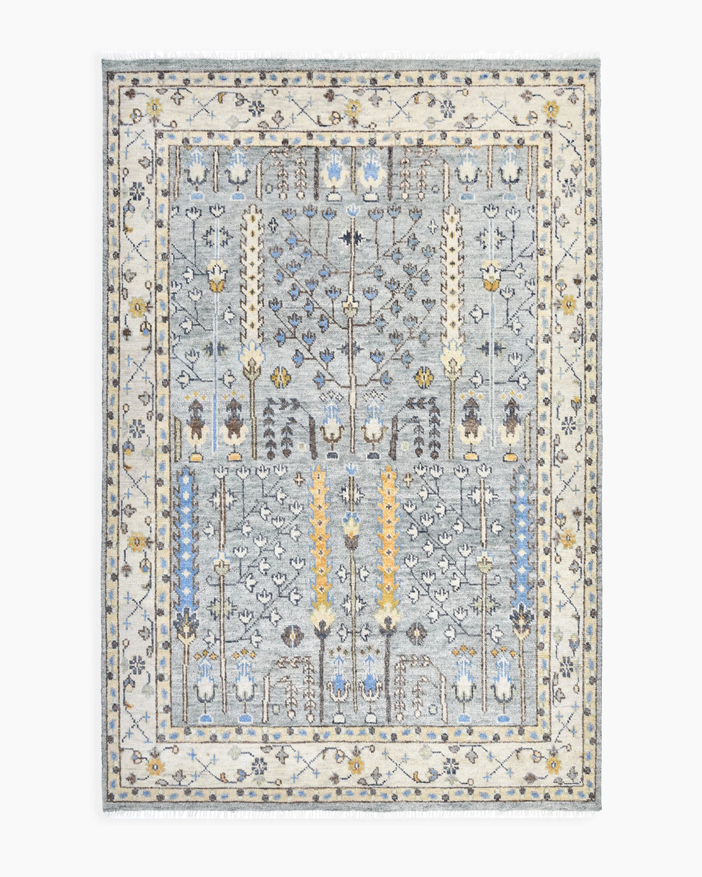 Reed Hand-Knotted Wool Rug - 5' x 8' / Light Grey