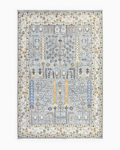 Reed Hand-Knotted Wool Rug - 5' x 8' / Light Grey