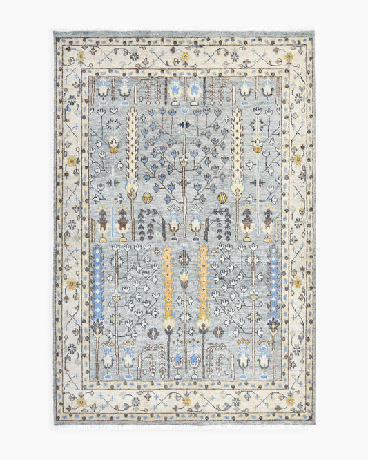 Reed Hand-Knotted Wool Rug - 5' x 8' / Light Grey