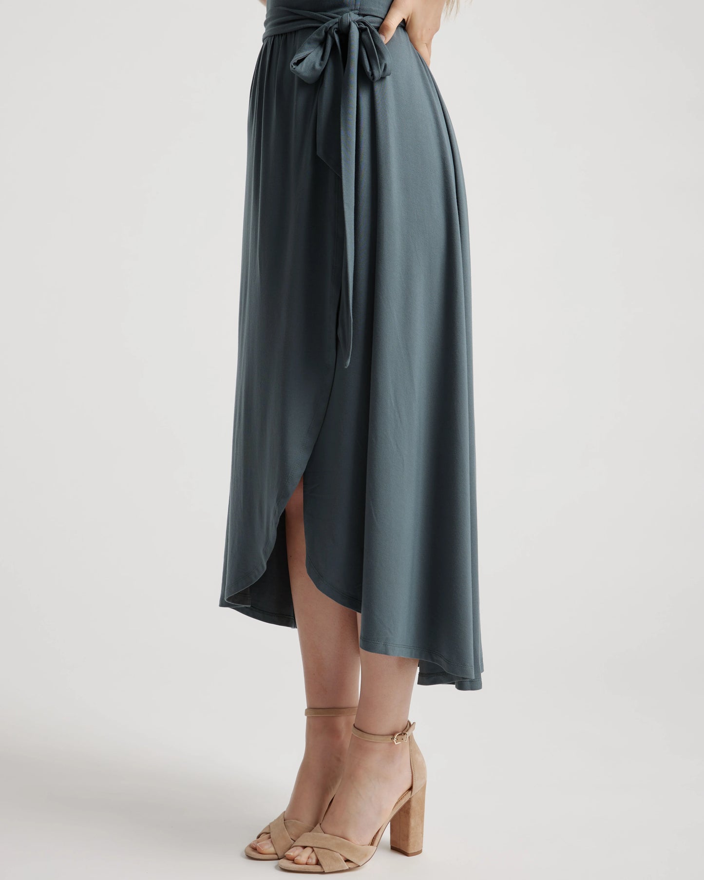 Tencel Jersey Midi Wrap Dress - XS / Brown