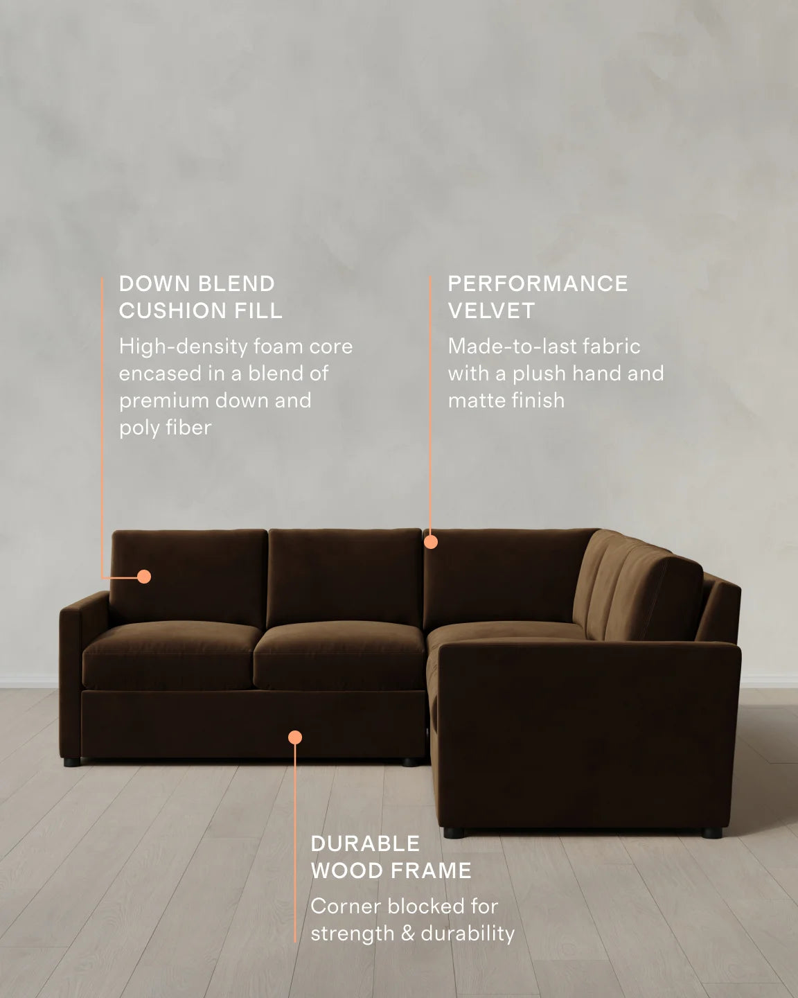 Brennan L Sectional in Performance Velvet - 99x99 / Taupe