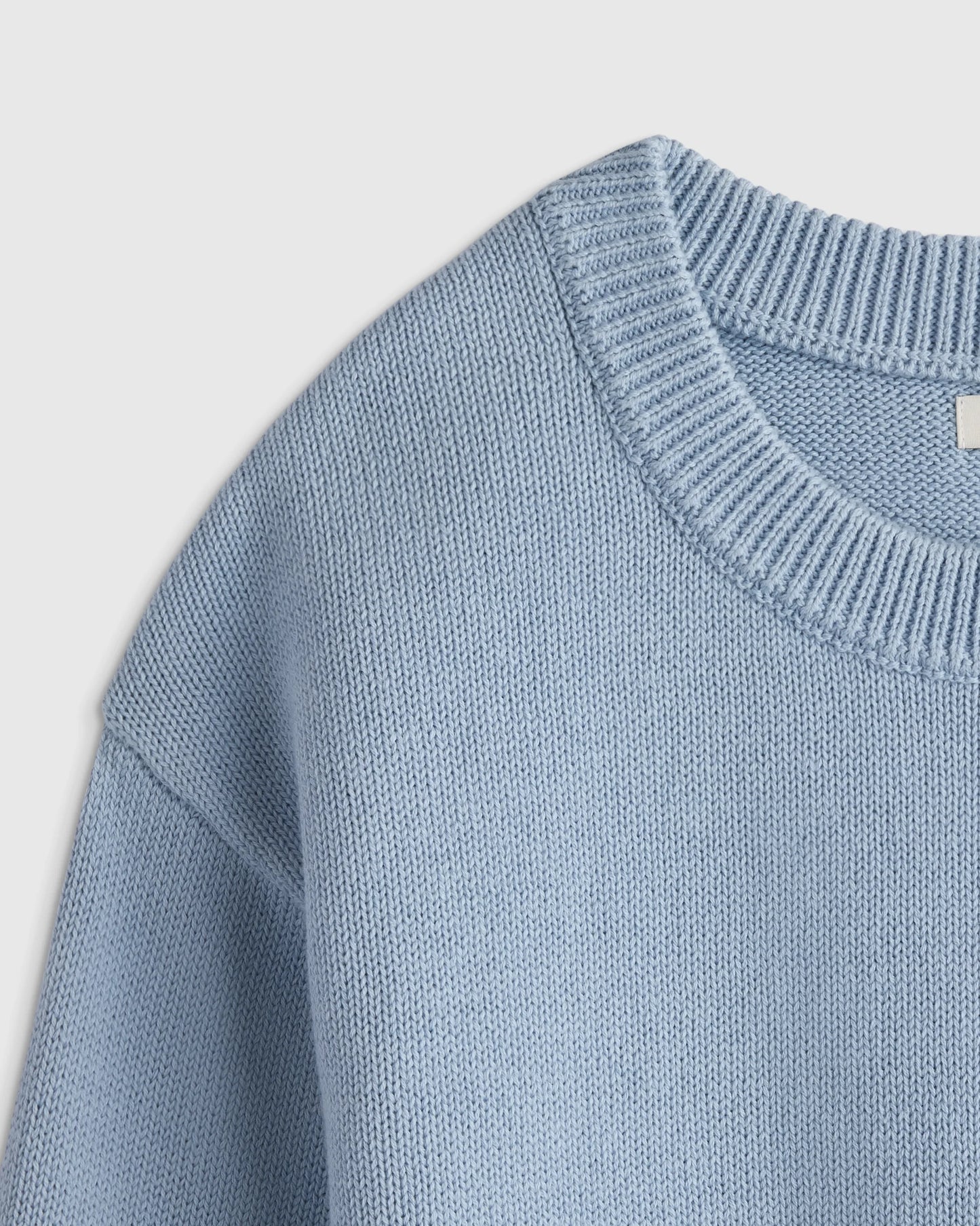 100% Organic Cotton Crewneck Sweater - 6 / Navy/White