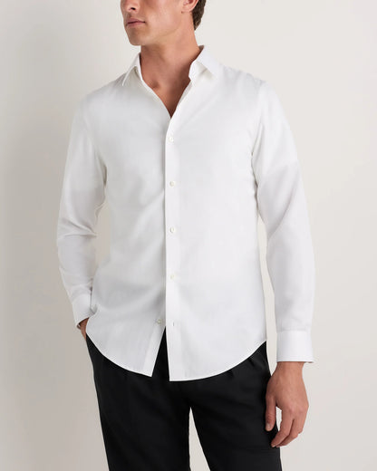 Supima Cotton Herringbone Dress Shirt - S / Blue Stripe