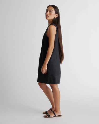 100% European Linen Sleeveless Swing Dress - XS / Classic Mini Gingham