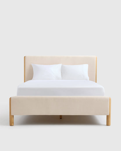 Solid Wood and Performance Fabric Bed - Queen / Natural