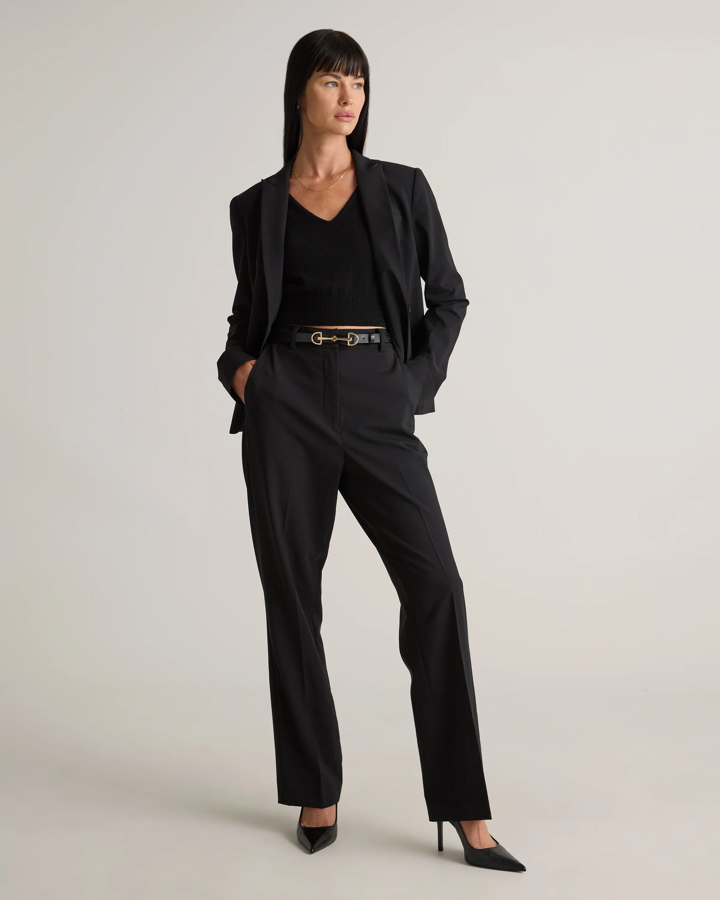 Italian Wool Straight Leg Pants - 0 / Black