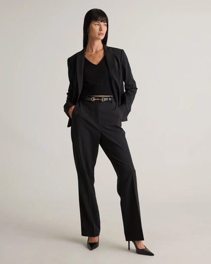 Italian Wool Straight Leg Pants - 0 / Black