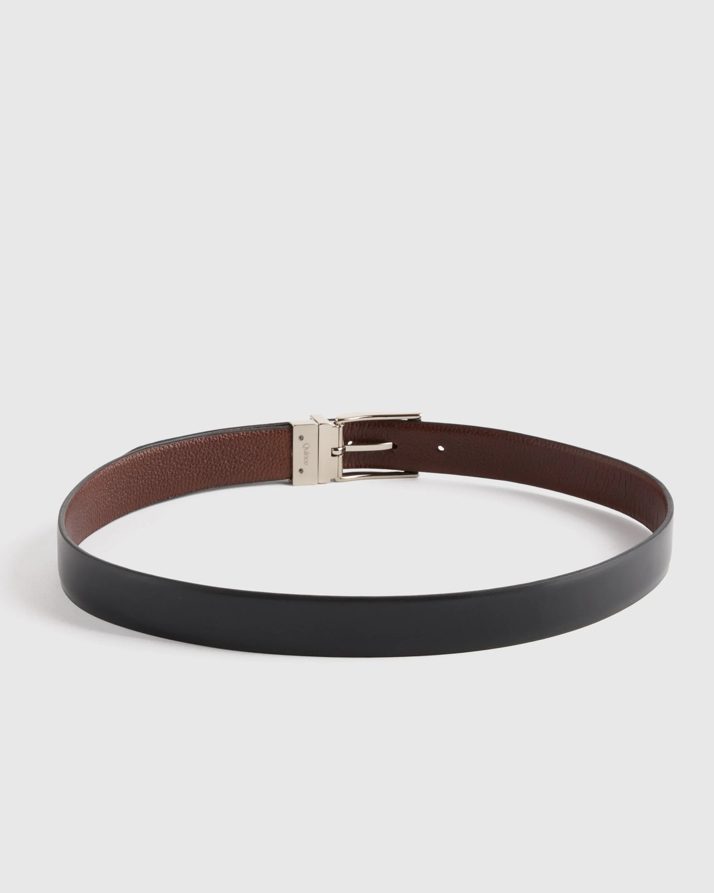 Owen Calfskin Leather Reversible Dress Belt - 30 / Black/Black