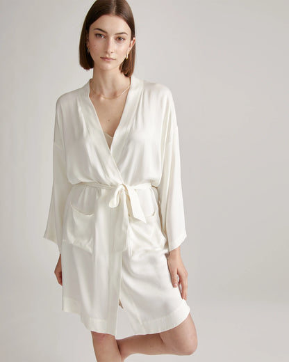 100% Washable Silk Robe - XS / Indigo