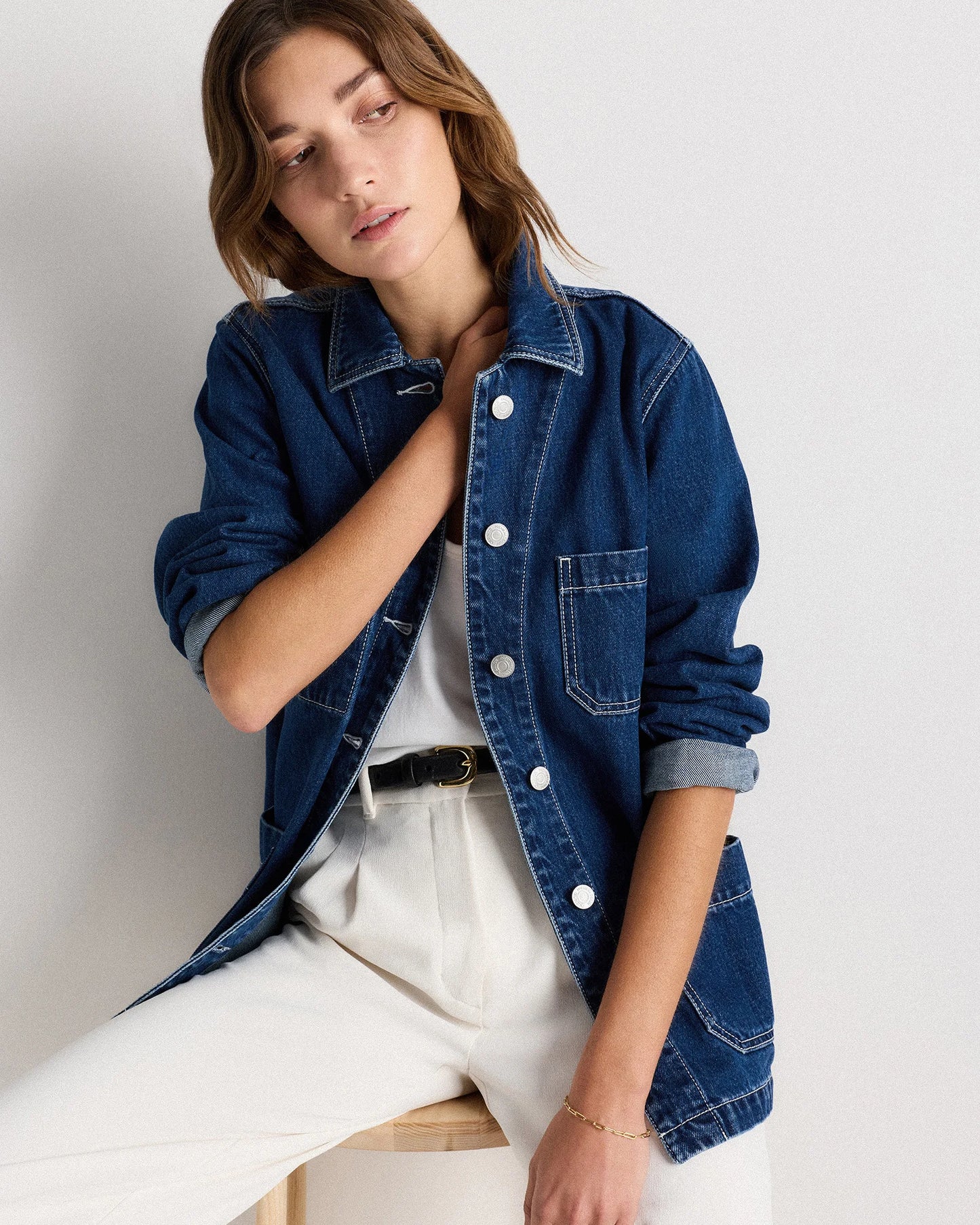 100% Organic Cotton Denim Chore Jacket - XS / Indigo Blue