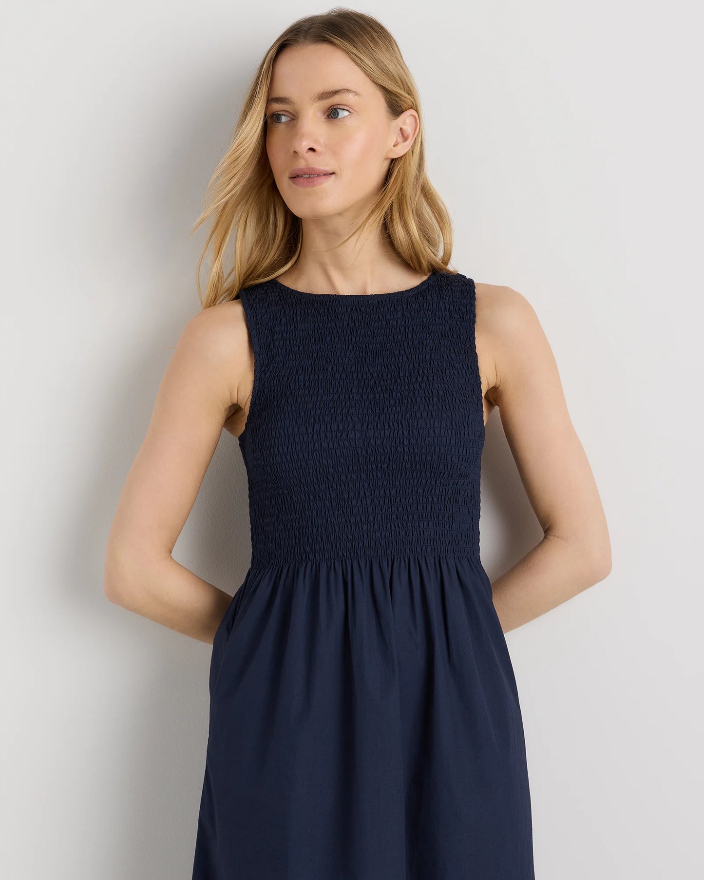 100% Organic Cotton Poplin Boat Neck Maxi Dress - XS / Black