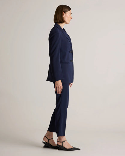 Stretch Crepe Relaxed Double-Breasted Blazer - XS / Sand