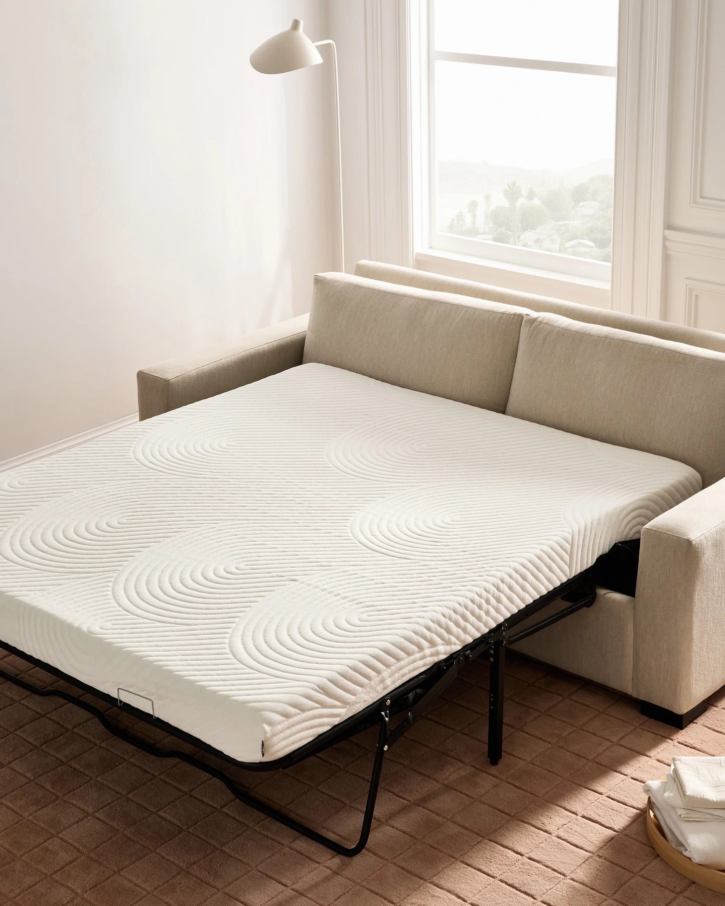 Stillman Sleeper Sofa in Performance Basketweave - Queen / Flax