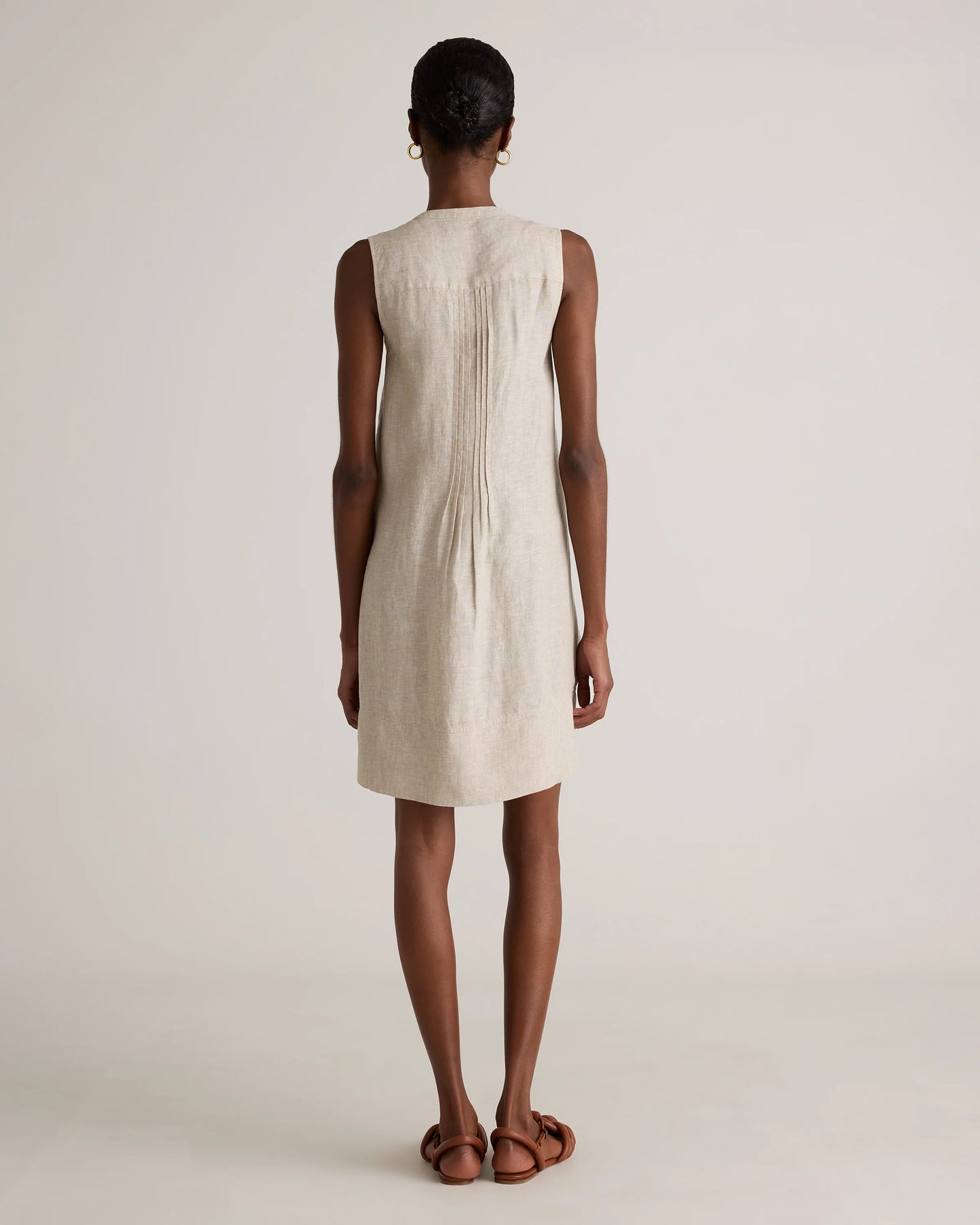 100% European Linen Sleeveless Swing Dress - XS / Classic Mini Gingham