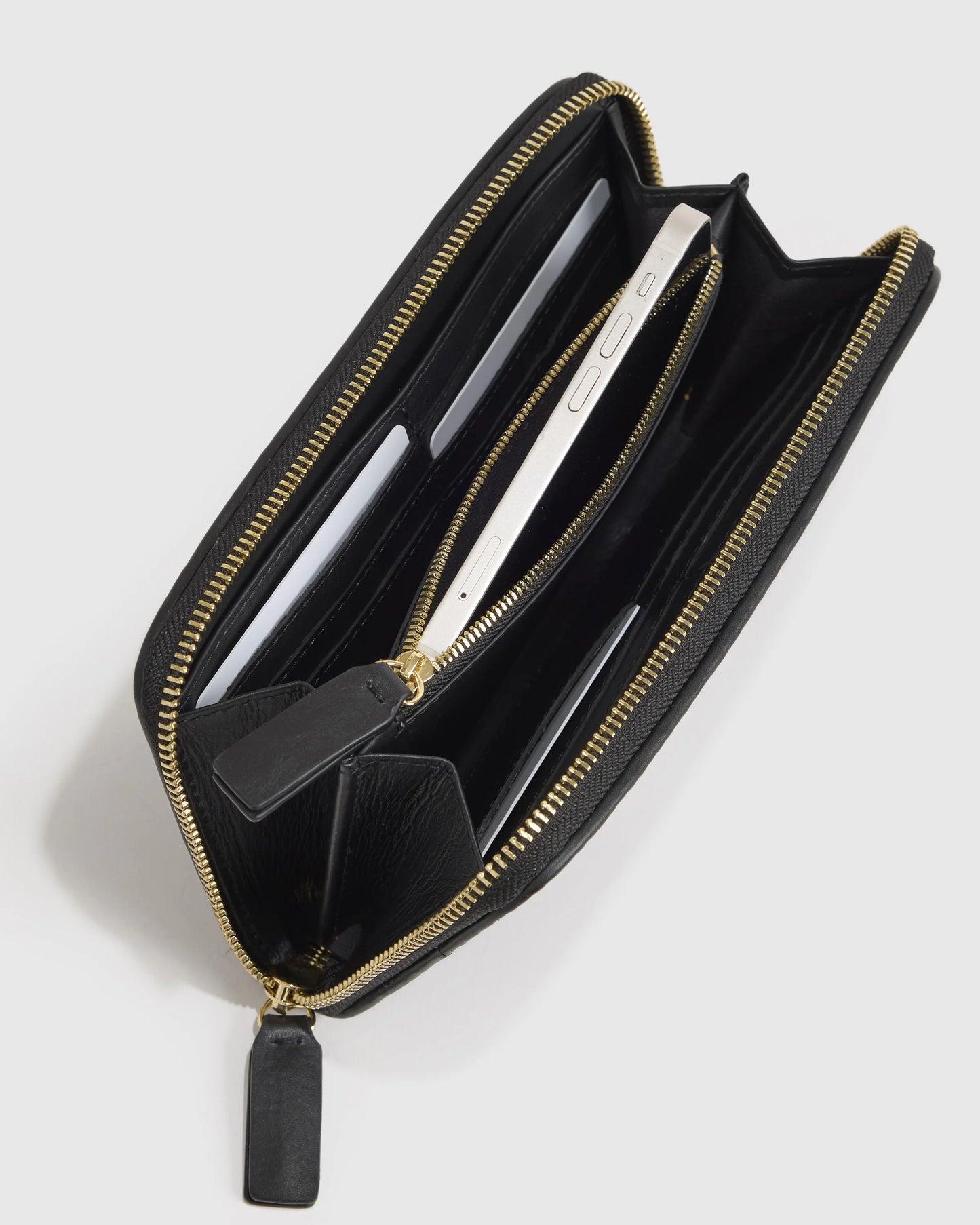 Italian Leather Handwoven Continental Wallet - One Size / Black