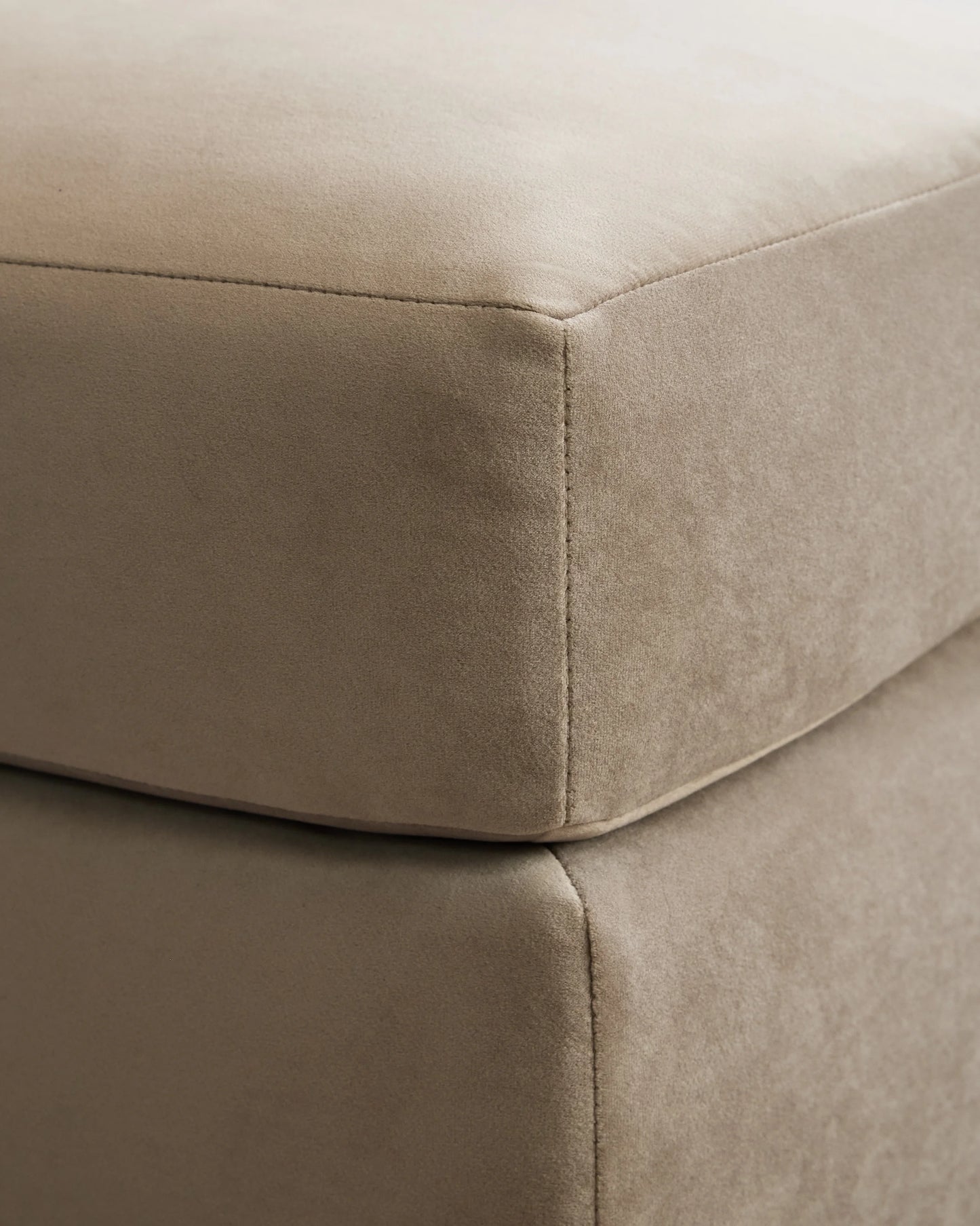 Brennan Ottoman in Performance Velvet - One Size / Taupe