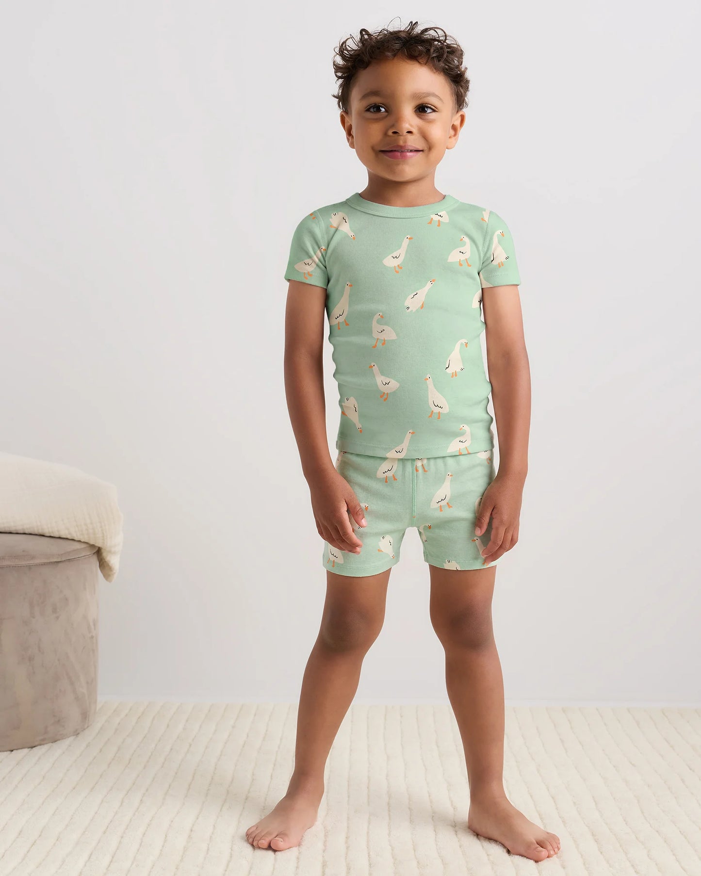 100% Organic Cotton Short Sleeve and Shorts Pajama Set - 2T / Navy Stripe