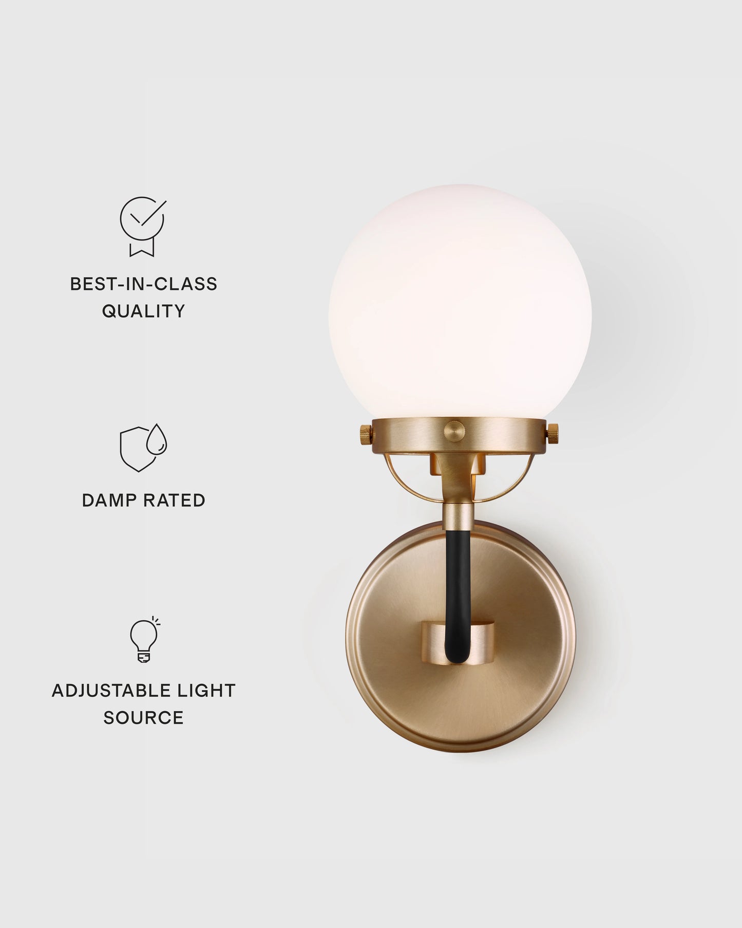Single Globe Steel Sconce - One Size / Black