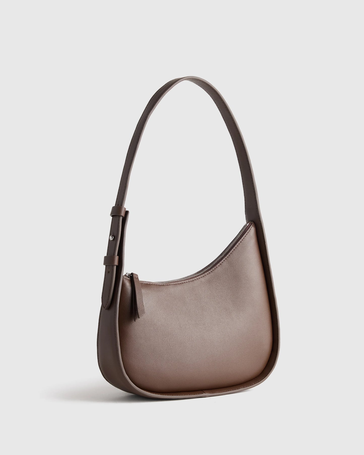 Italian Leather Asymmetrical Mini Shoulder Bag - One Size / Shell Pink