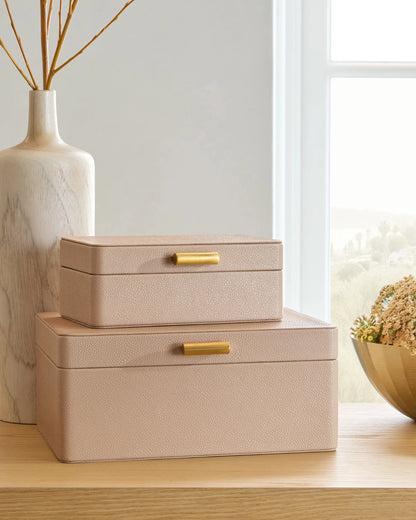 Shagreen Leather Decorative Boxes (Set of 2) - Set of 2 / Blush