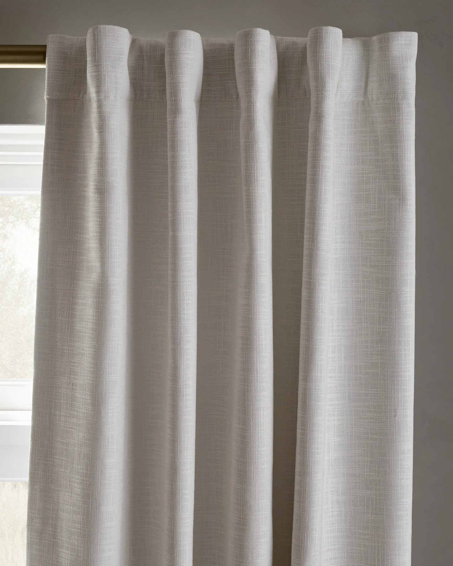 Textured Cotton True Blackout Curtain - 48x84 / White