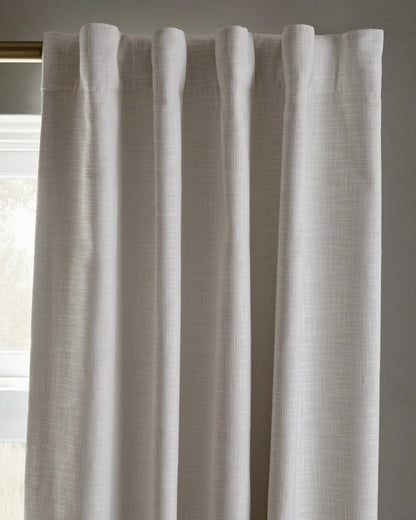 Textured Cotton True Blackout Curtain - 48x84 / White