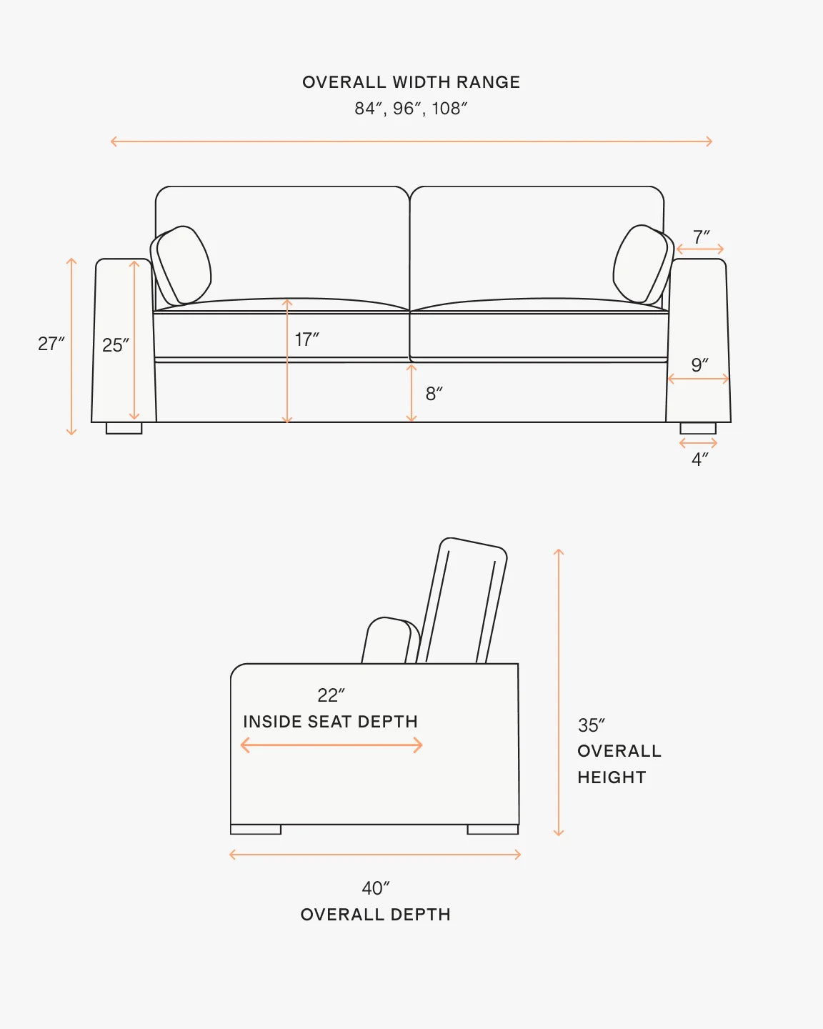 Oasis Sofa in Performance Linen - 7ft / Pearl